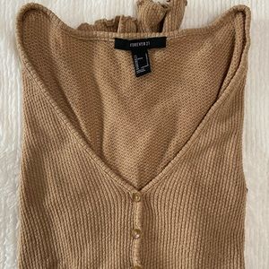 lettuce edge solid top, knit  | brown | XL